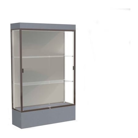 Waddell Display Case Of Ghent Edge Lighted Floor Case, Harbor Back, Dark Bronze Frame, 12" Carbon Mesh Base, 48"W x 76"H x 20"D 94LFHB-BZ-CM